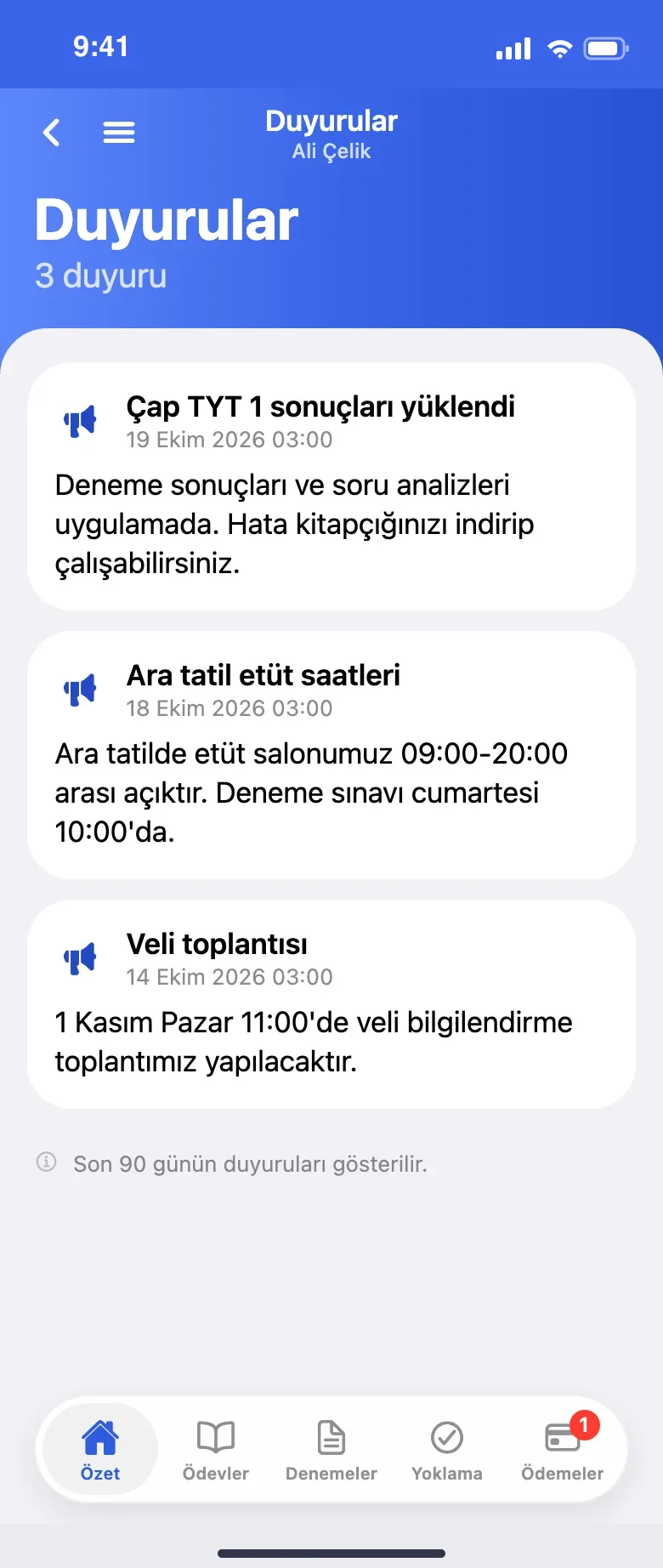 Velinin duyuruları