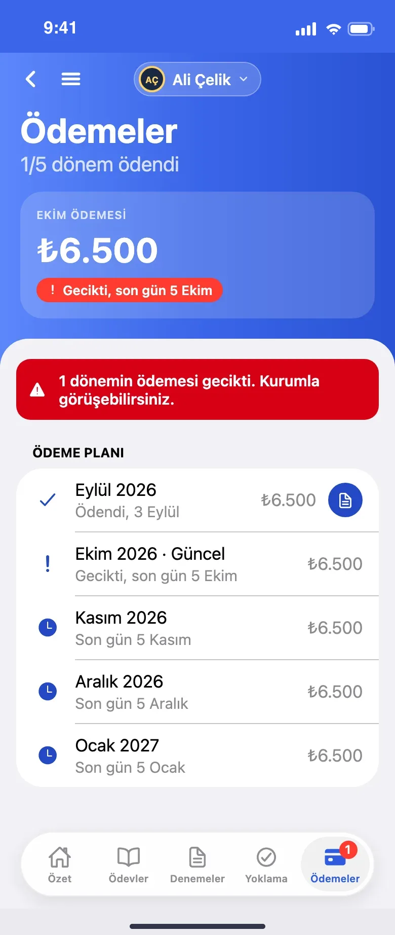 Velinin ödeme planı