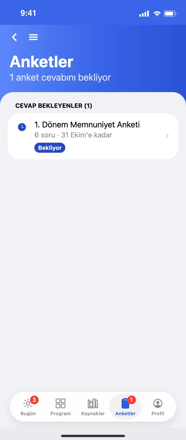 Öğrencinin anketleri