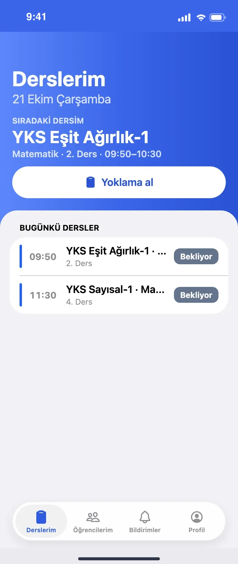 Öğretmenin günün dersleri